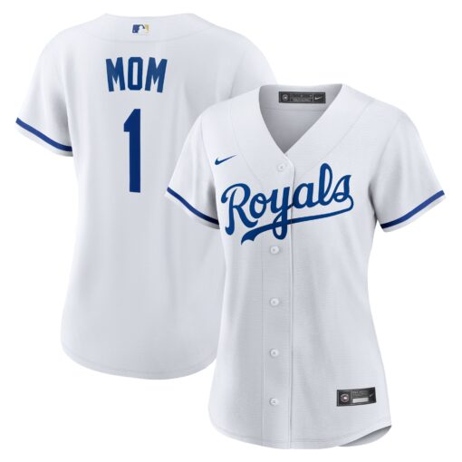 Women's Kansas City Royals White #1 Mom Home Jersey