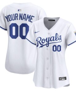 Women's Kansas City Royals White Home Limited Custom Jersey