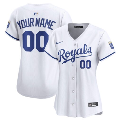 Women's Kansas City Royals White Home Limited Custom Jersey
