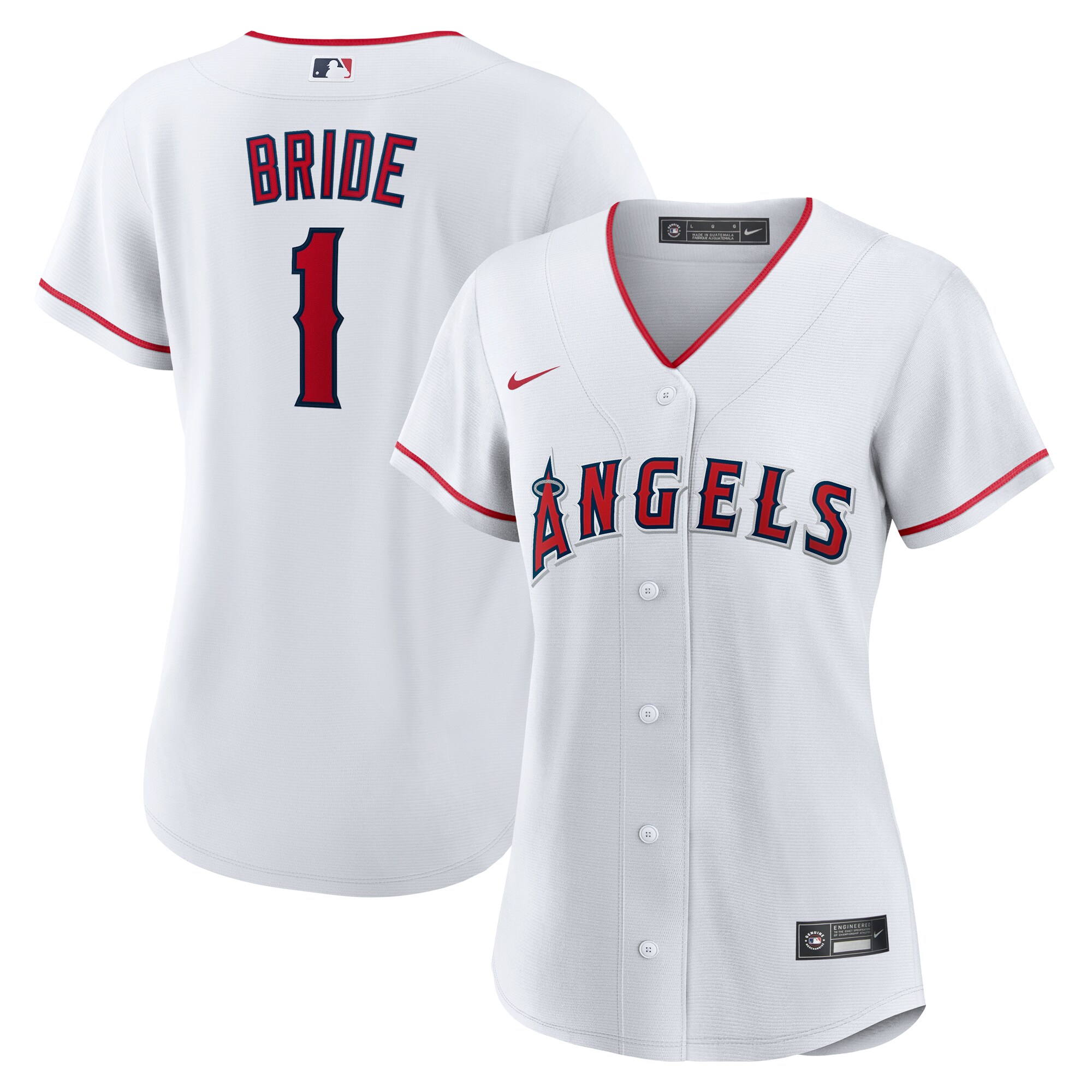 Women's Los Angeles Angels White #1 Bride Home Jersey