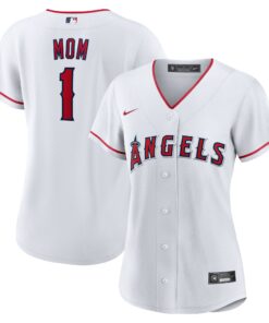 Women's Los Angeles Angels White #1 Mom Home Jersey
