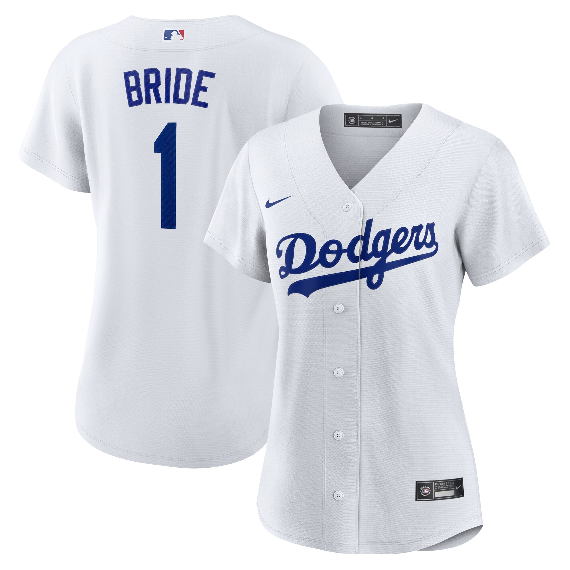 Women's Los Angeles Dodgers White #1 Bride Home Jersey