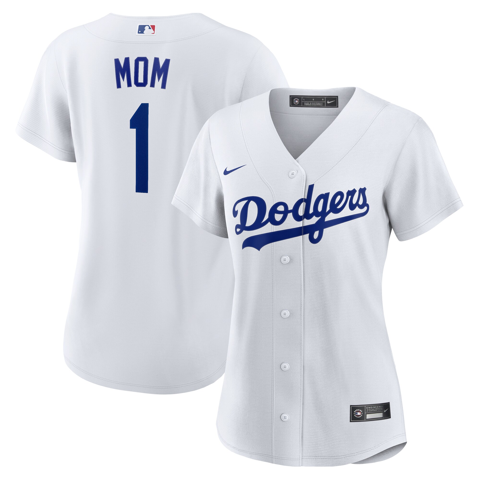 Women's Los Angeles Dodgers White #1 Mom Home Jersey