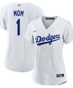 Women's Los Angeles Dodgers White #1 Mom Home Jersey