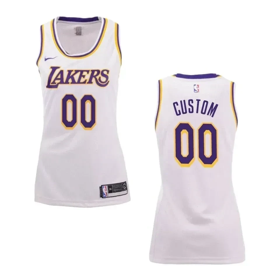 Women's Los Angeles Lakers 00 Custom Association Swingman Jersey - White - JS132