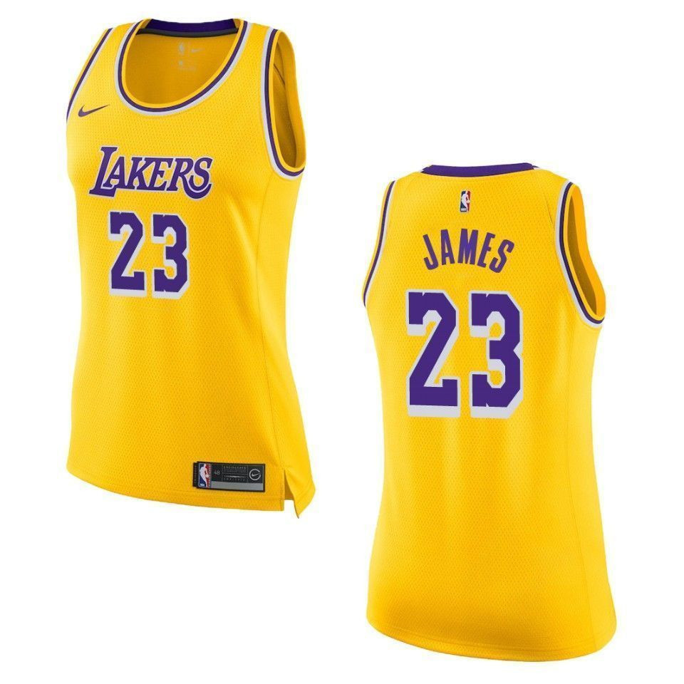 Women's Los Angeles Lakers 23 Lebron James Icon Swingman Jersey - Gold - JS871