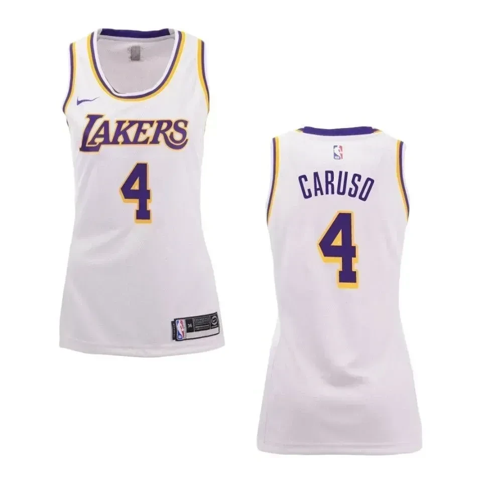 Women's Los Angeles Lakers 4 Alex Caruso Association Swingman Jersey - White - JS595