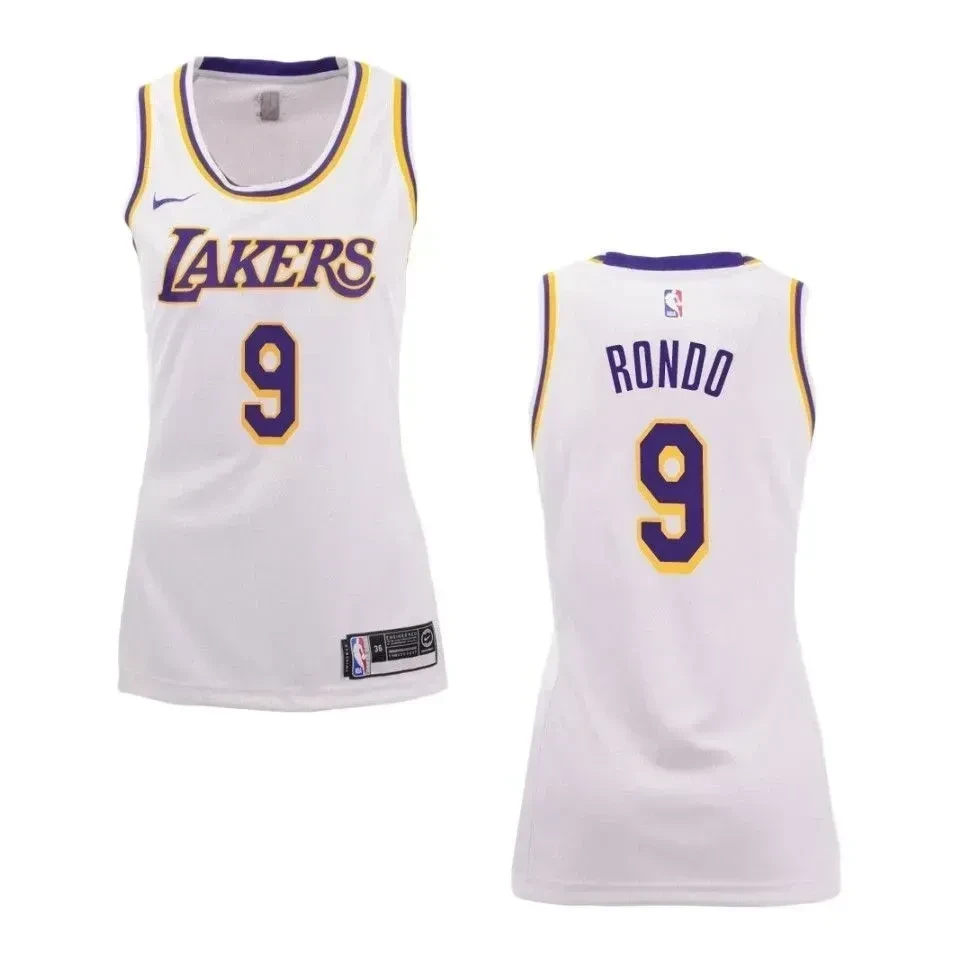 Women's Los Angeles Lakers 9 Rajon Rondo Association Swingman Jersey - White - JS437