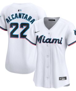 Women's Miami Marlins Sandy Alcantara White Home Limited Player Jersey