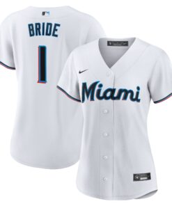 Women's Miami Marlins White #1 Bride Home Jersey