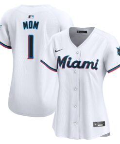 Women's Miami Marlins White #1 Mom Home Limited Jersey