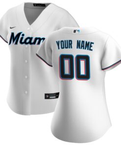 Women's Miami Marlins White Home Custom Jersey