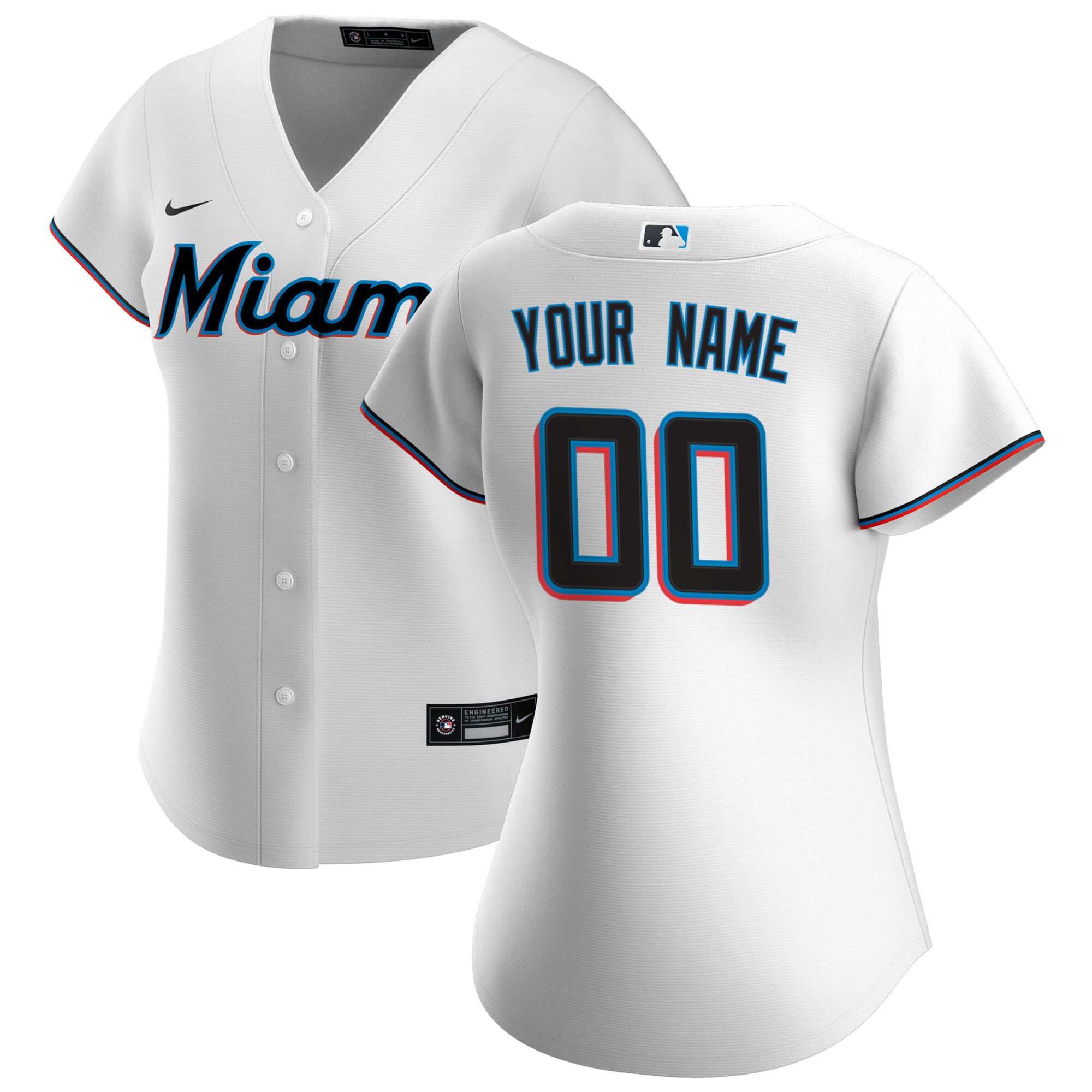 Women's Miami Marlins White Home Custom Jersey