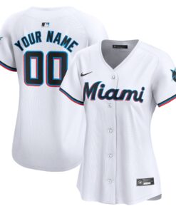 Women's Miami Marlins White Home Limited Custom Jersey