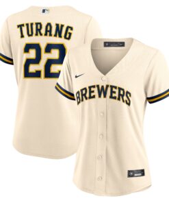 Women's Milwaukee Brewers Brice Turang White Home Jersey