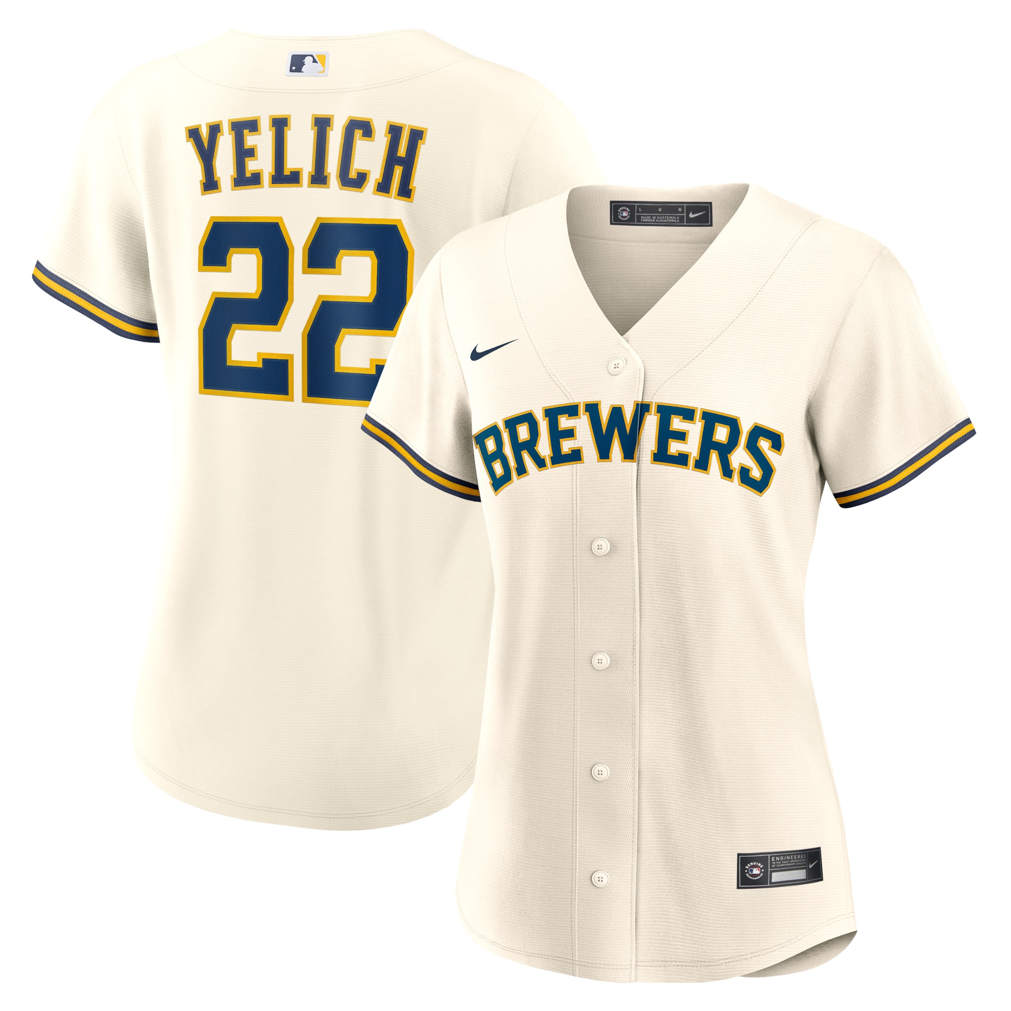 Women's Milwaukee Brewers Christian Yelich Cream Home Player Jersey