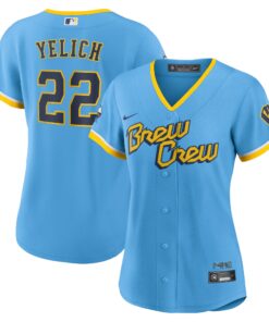 Women's Milwaukee Brewers Christian Yelich Powder Blue City Connect Player Jersey