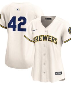 Women's Milwaukee Brewers Cream 2024 Jackie Robinson Day Home Limited Jersey