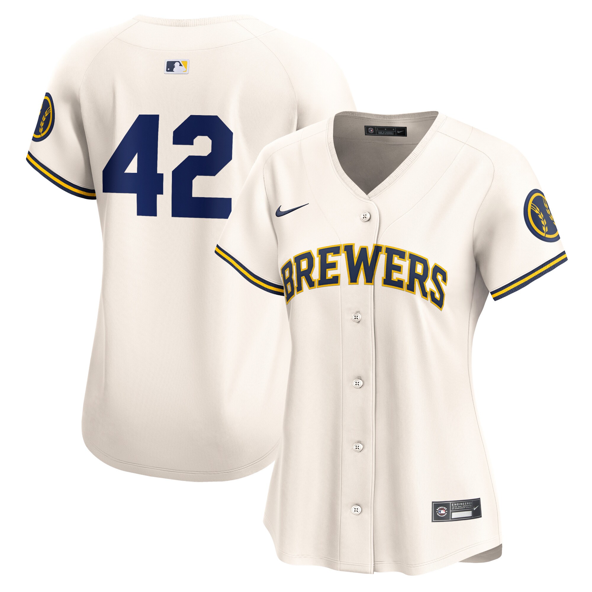Women's Milwaukee Brewers Cream 2024 Jackie Robinson Day Home Limited Jersey