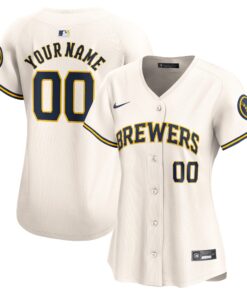 Women's Milwaukee Brewers Cream Home Limited Custom Jersey