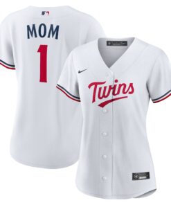 Women's Minnesota Twins White #1 Mom Home Jersey