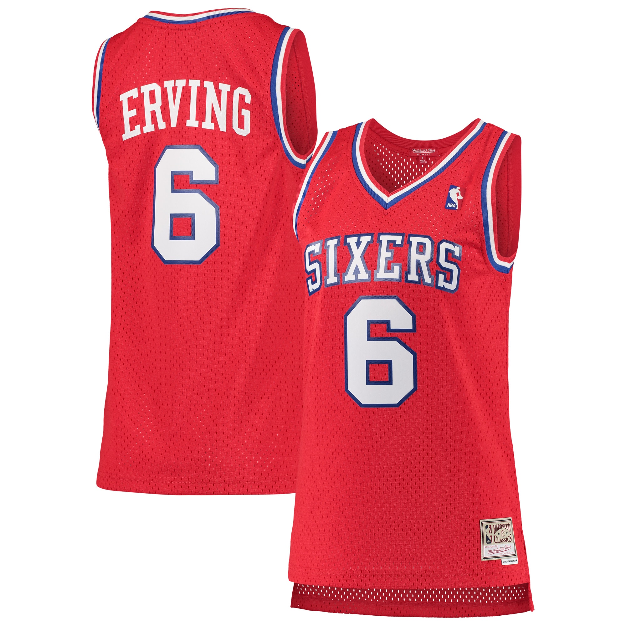 Women's Mitchell & Ness Julius Erving Red Philadelphia 76ers 1982-83 Hardwood Classics Swingman Jersey - JS270
