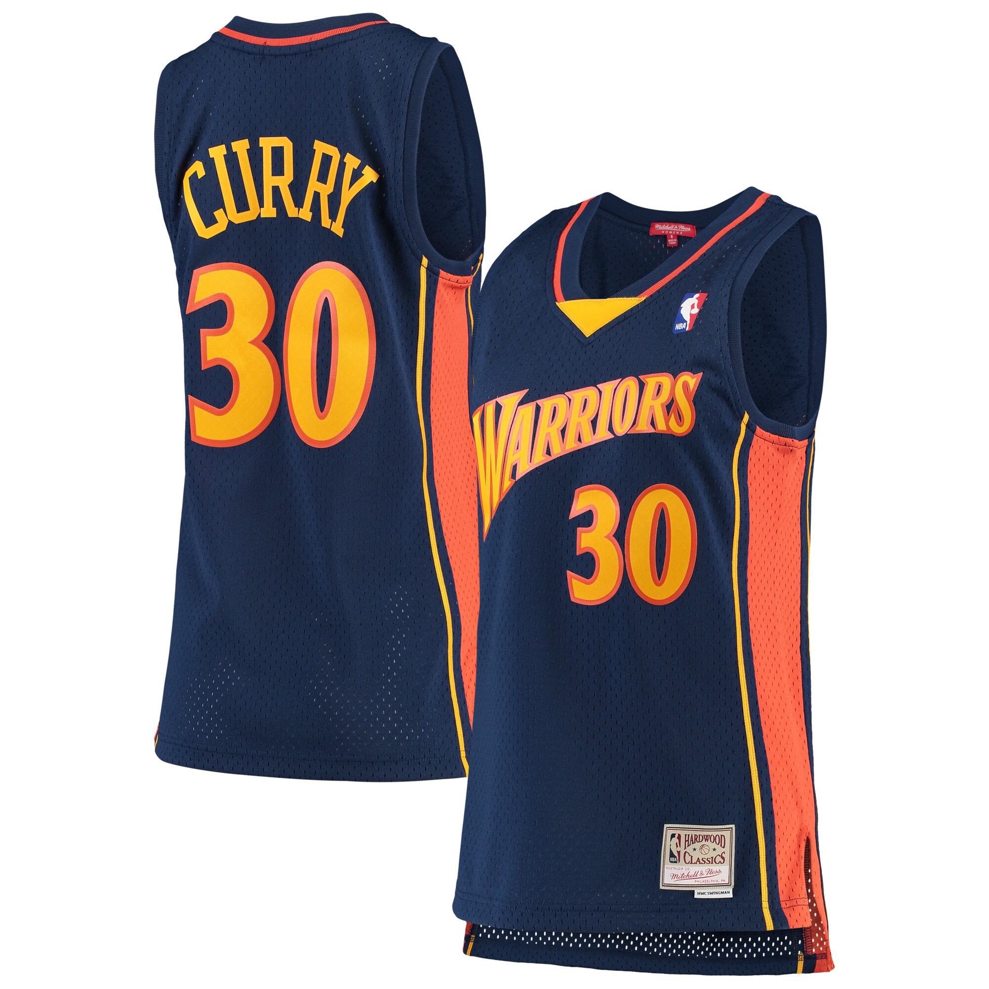 Women's Mitchell & Ness Stephen Curry Navy Golden State Warriors 2009-10 Hardwood Classics Swingman Jersey - JS789