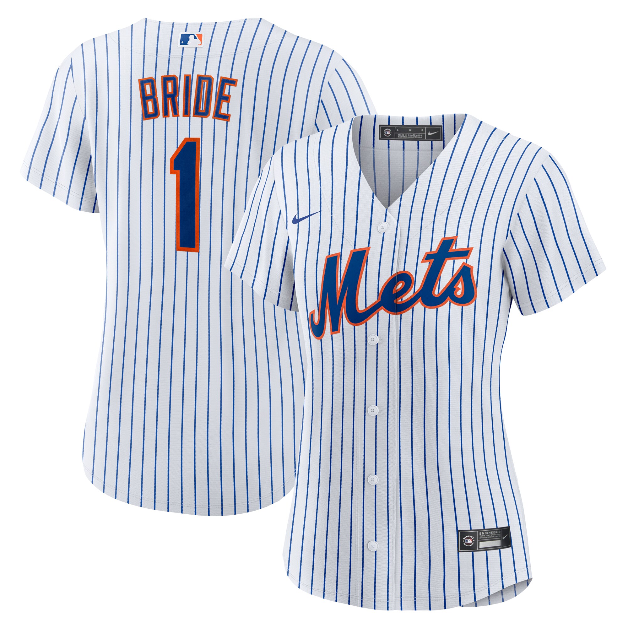 Women's New York Mets White #1 Bride Home Jersey