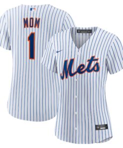 Women's New York Mets White #1 Mom Home Jersey