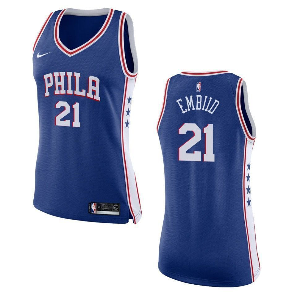 Women's Philadelphia 76ers 21 Joel Embiid Icon Swingman Jersey - Royal - JS508