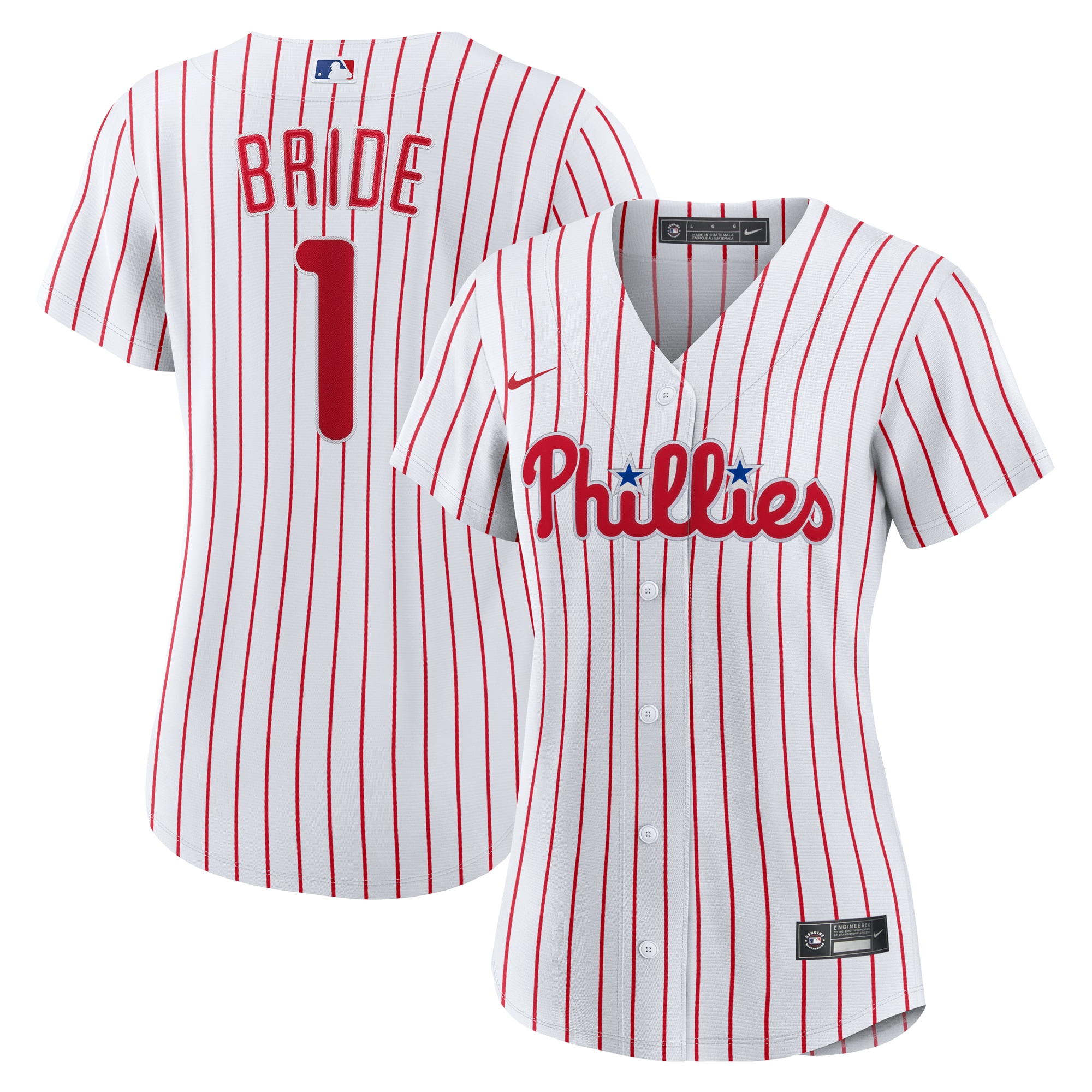 Women's Philadelphia Phillies White #1 Bride Home Jersey