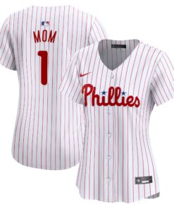 Women's Philadelphia Phillies White #1 Mom Home Limited Jersey