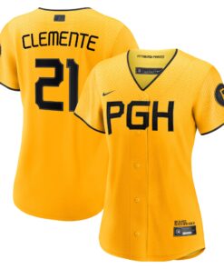 Women's Pittsburgh Pirates Roberto Clemente Gold City Connect Player Jersey