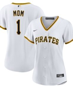 Women's Pittsburgh Pirates White #1 Mom Home Jersey