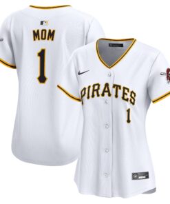 Women's Pittsburgh Pirates White #1 Mom Home Limited Jersey