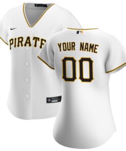 Women's Pittsburgh Pirates White Home Custom Jersey