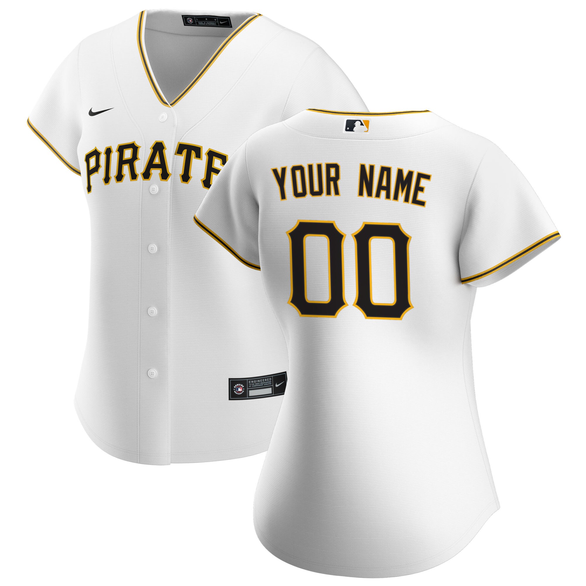Women's Pittsburgh Pirates White Home Custom Jersey