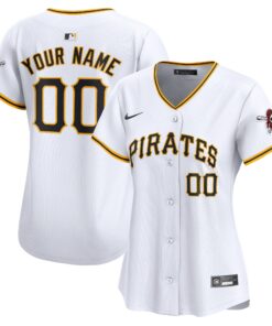 Women's Pittsburgh Pirates White Home Limited Custom Jersey