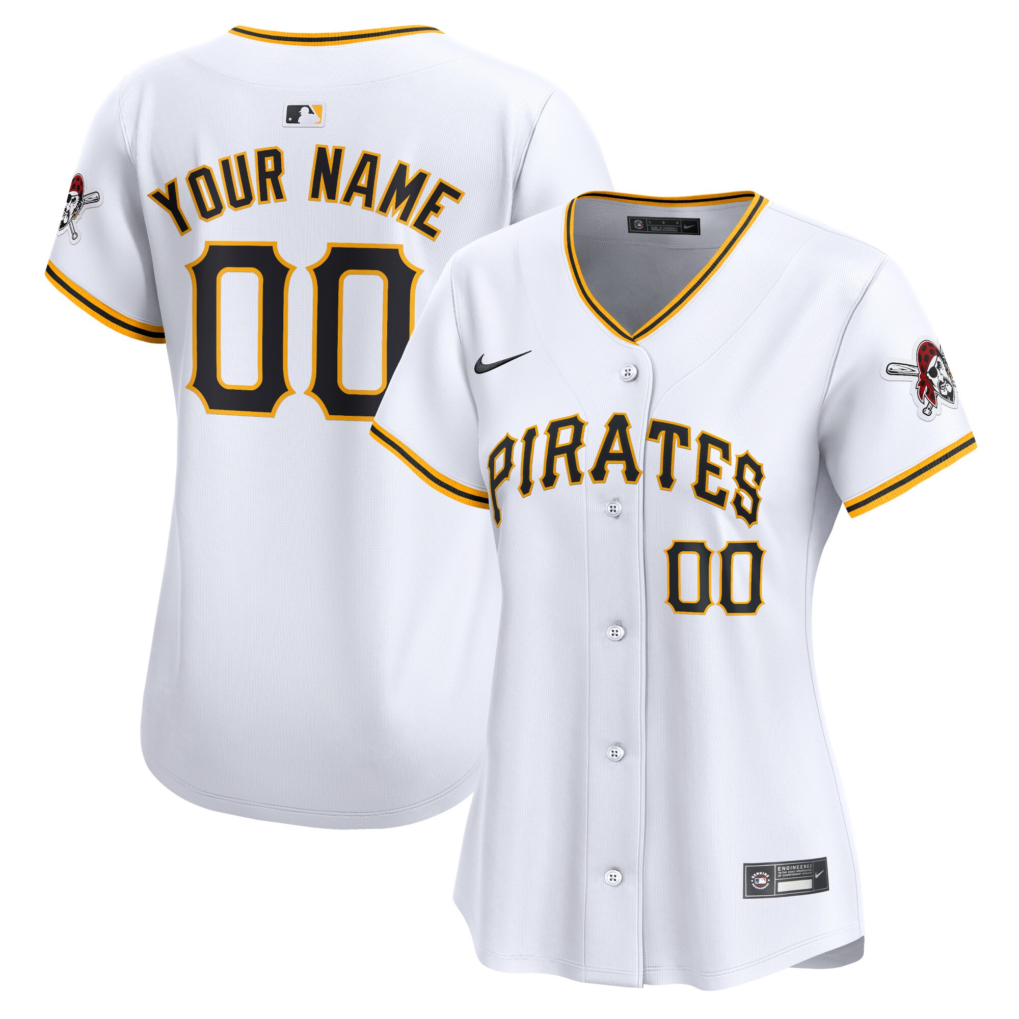 Women's Pittsburgh Pirates White Home Limited Custom Jersey