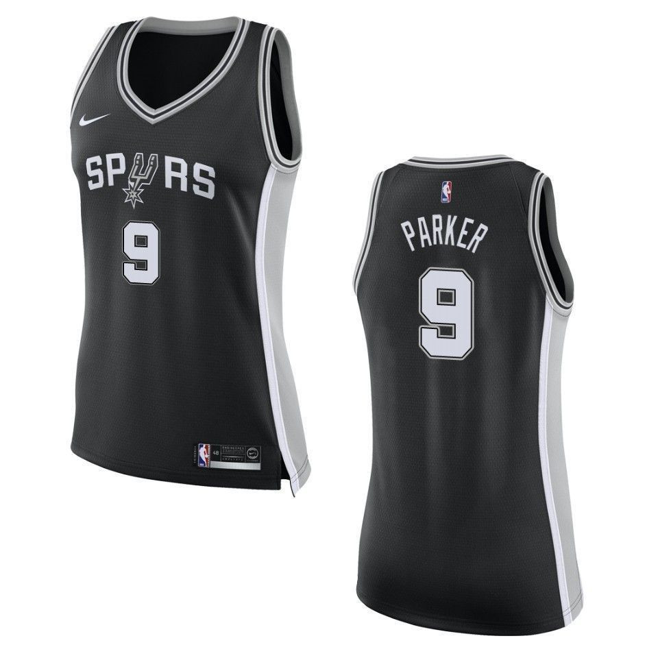 Women's San Antonio Spurs 9 Tony Parker Icon Swingman Jersey - Black - JS327
