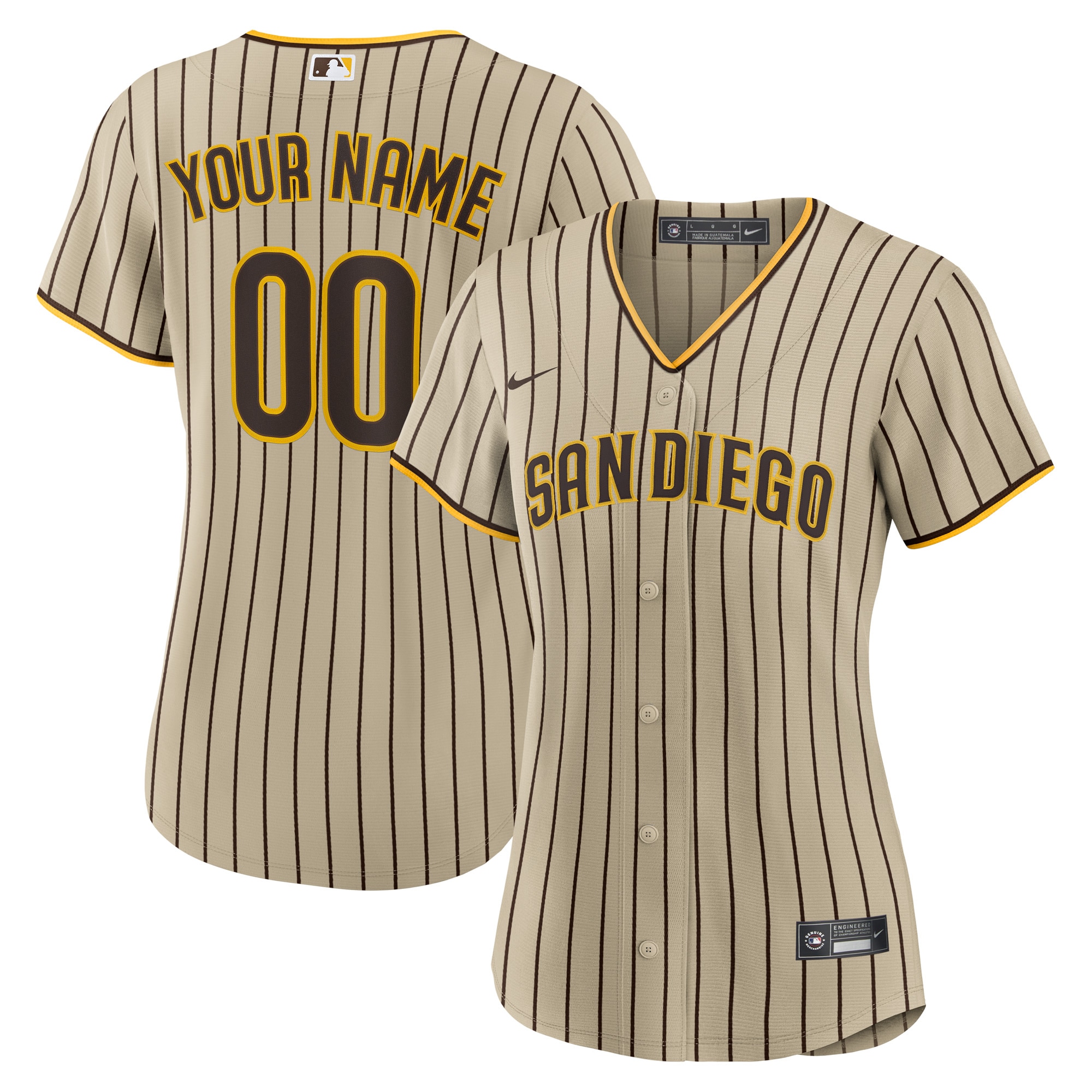 Women's San Diego Padres Brown Road Custom Jersey