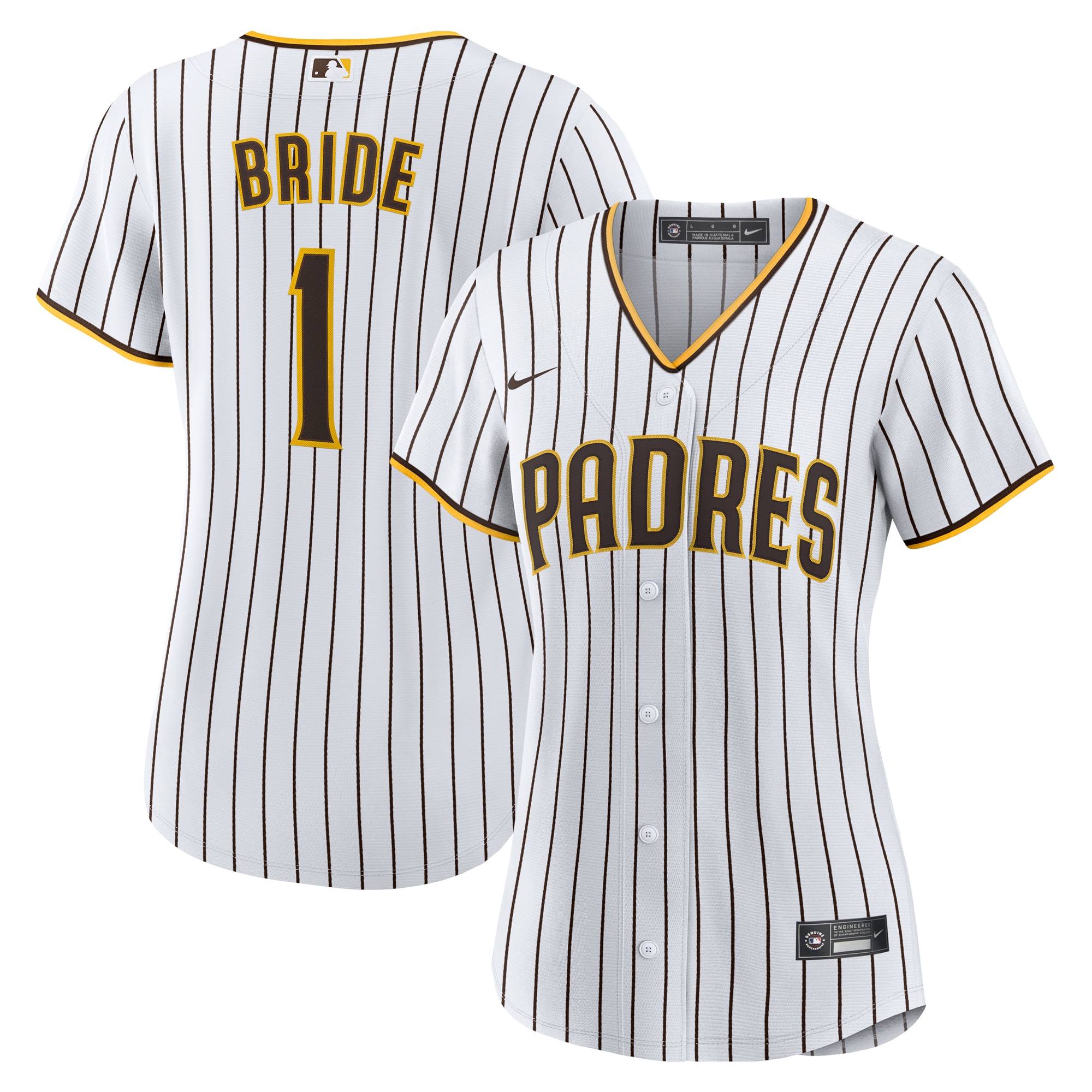 Women's San Diego Padres White #1 Bride Home Jersey