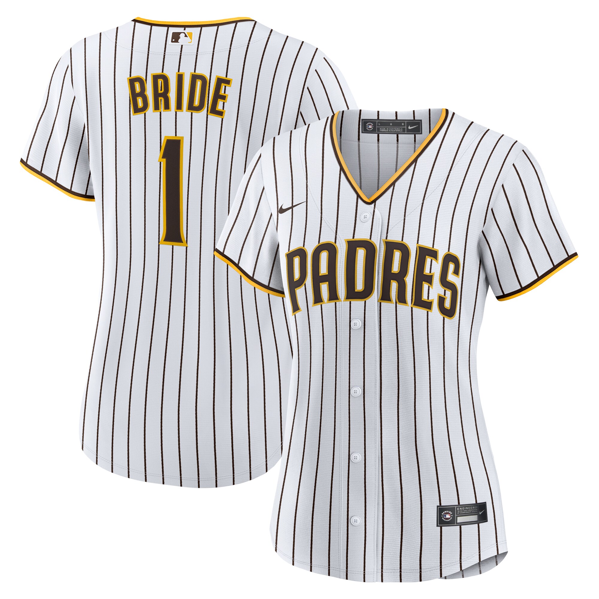 Women's San Diego Padres White #1 Bride Home Jersey