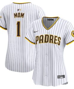 Women's San Diego Padres White #1 Mom Home Limited Jersey