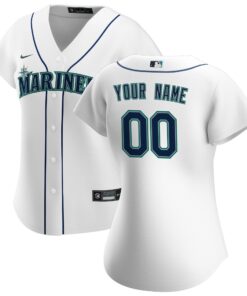 Women's Seattle Mariners White Home Custom Jersey