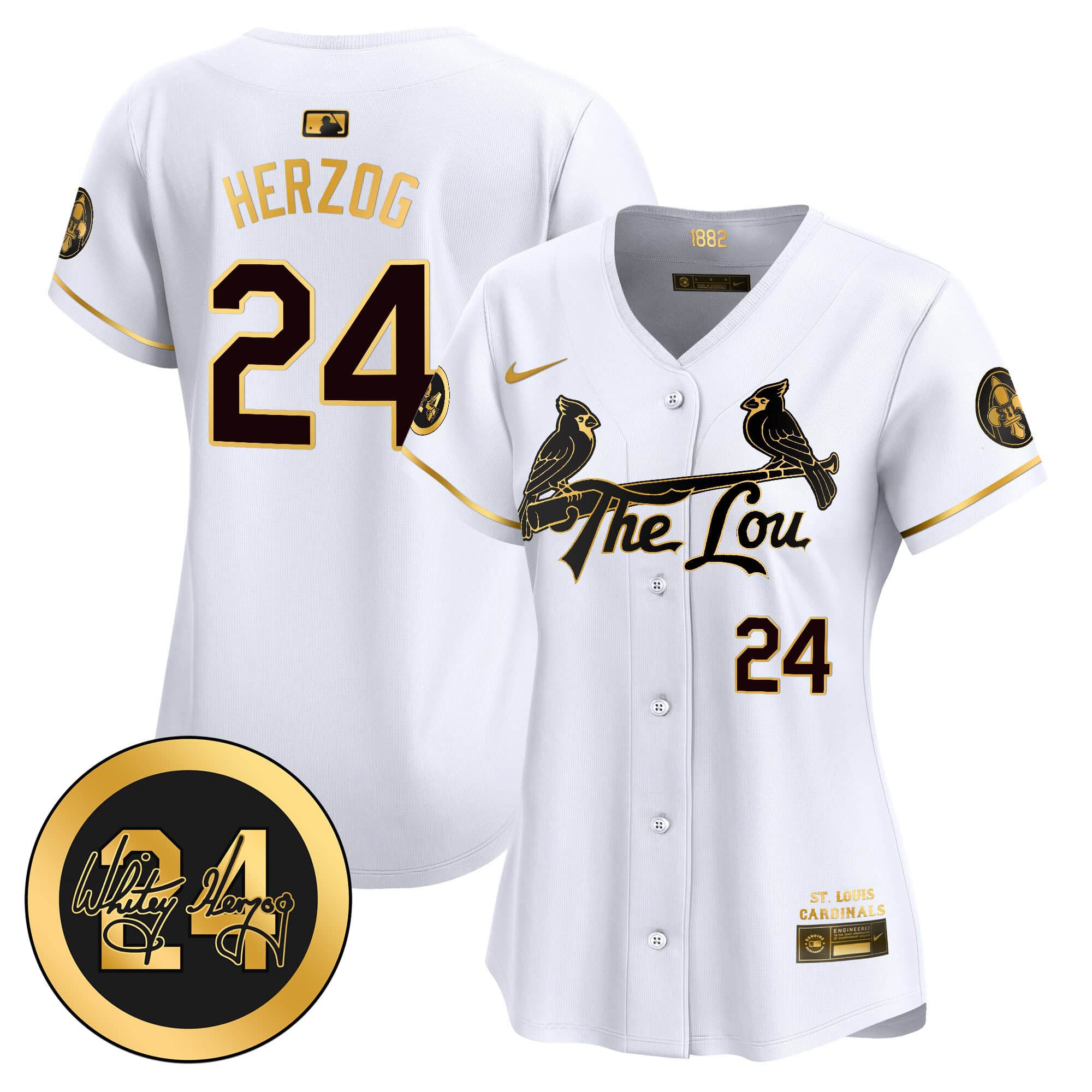 Women's St. Louis Cardinals 2024 City Connect Whitey Herzog Patch Vapor Premier Limited Jersey