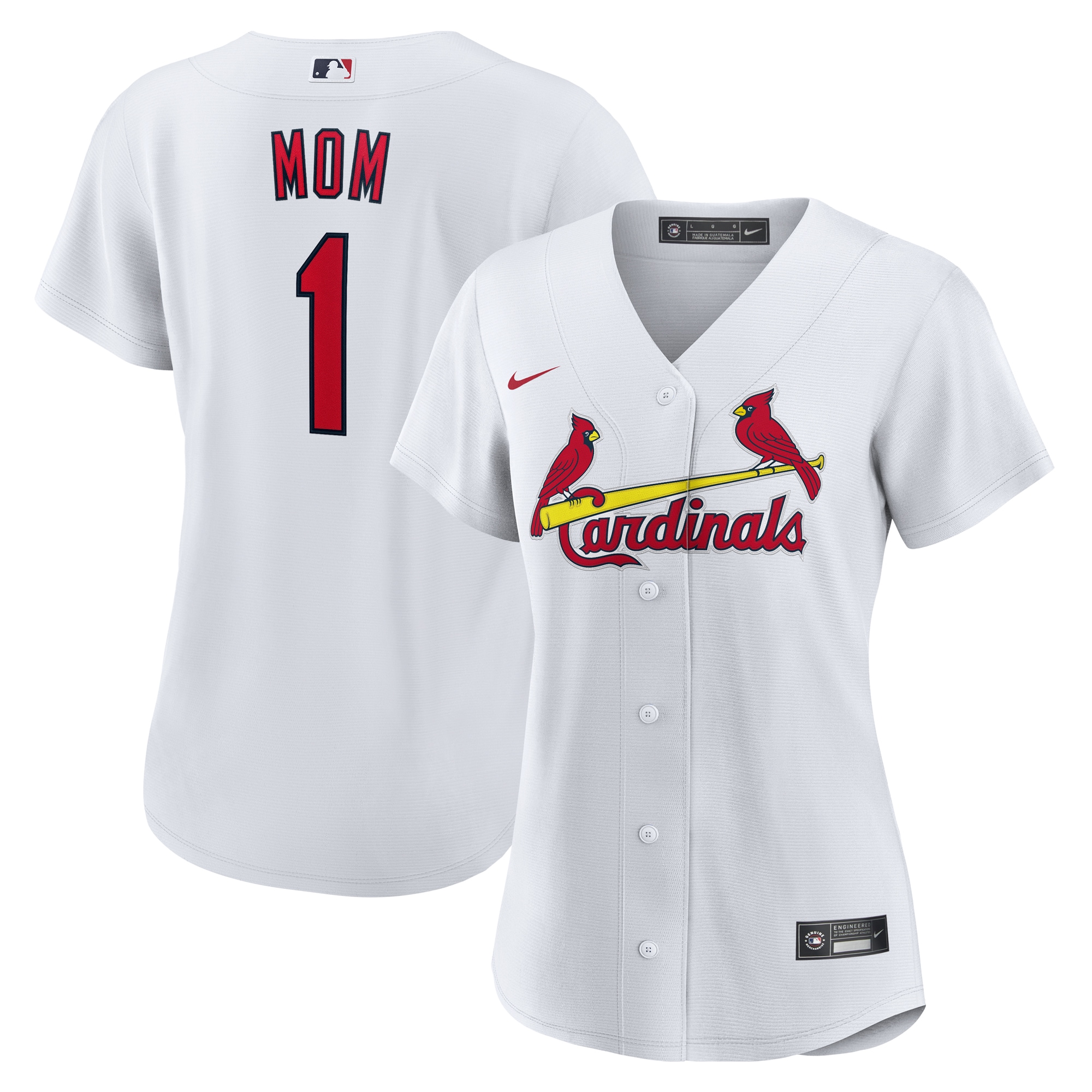 Women's St. Louis Cardinals White #1 Mom Home Jersey