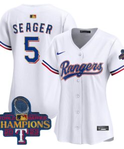 Women's Texas Rangers 2023 World Series Champions Gold Trim Vapor Premier Limited Jersey