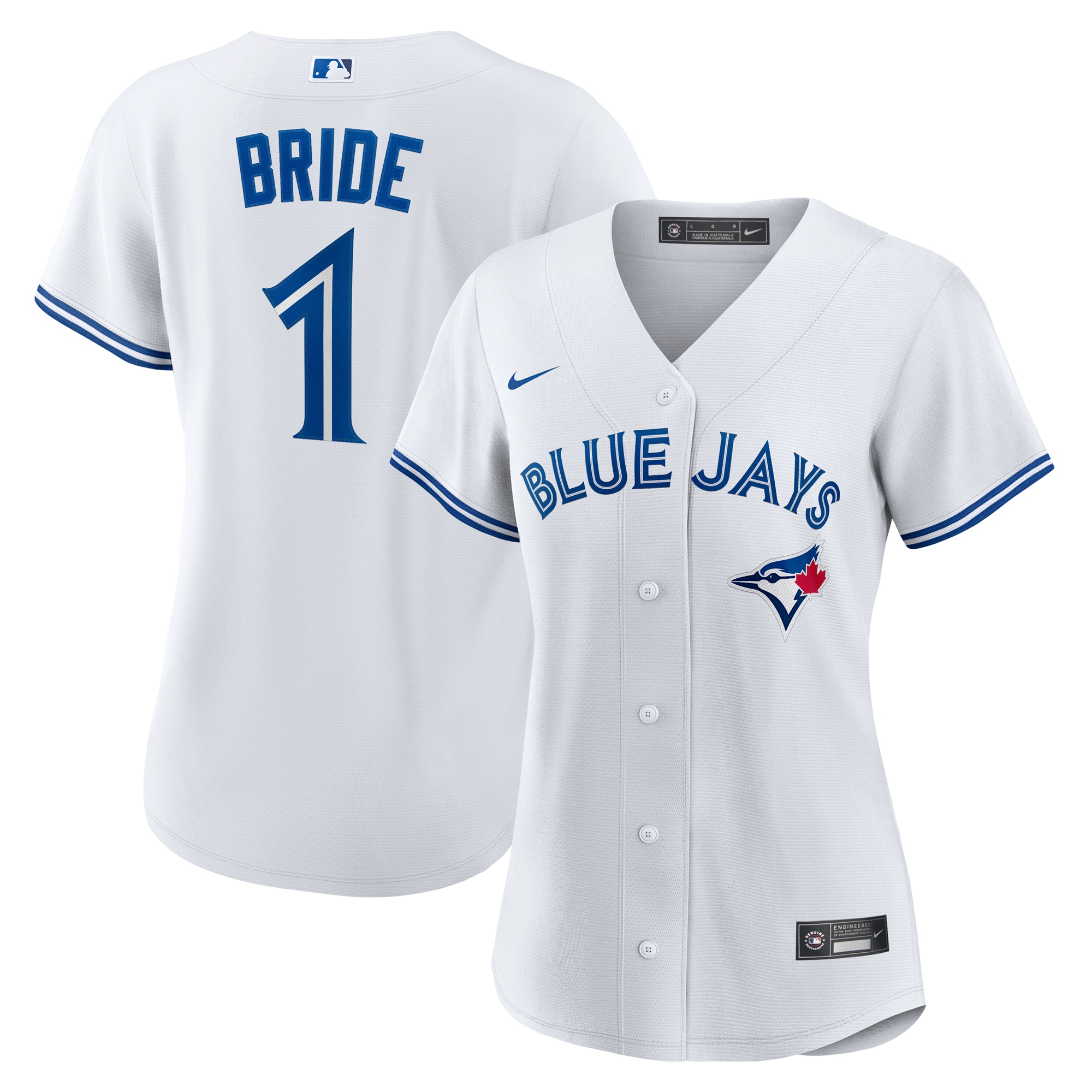 Women's Toronto Blue Jays White #1 Bride Home Jersey