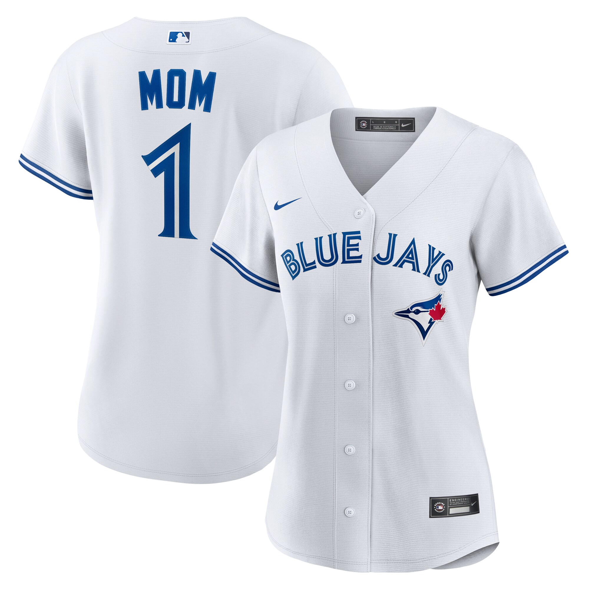 Women's Toronto Blue Jays White #1 Mom Home Jersey